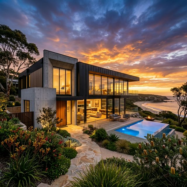 Luxury Australian home at twilight