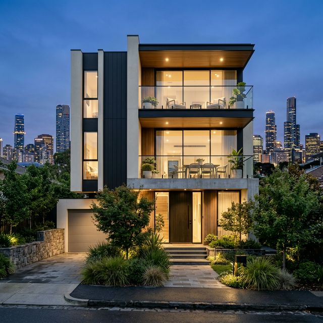 Luxury home at night